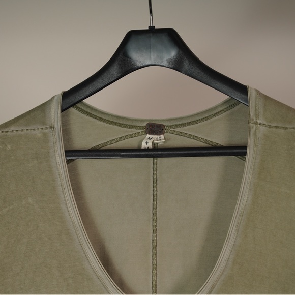 We The Free Faded Olive V-necked Short Sleeved T-Shirt - Picture 2 of 3